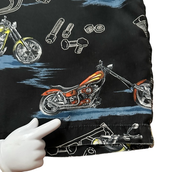 Paradise Found Shirt Mens Size 2XL Hawaiian Rayon Black Bike Motorcycle Print - Picture 4 of 8